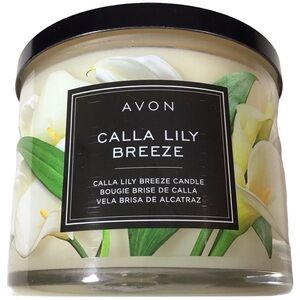 Avon Candle Calla Lily Breeze 3 Wicks Glass Jar Not Used